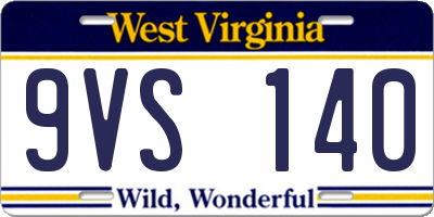 WV license plate 9VS140