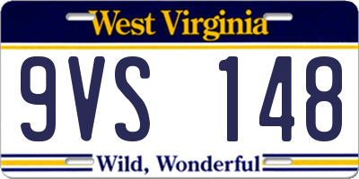 WV license plate 9VS148