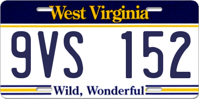 WV license plate 9VS152