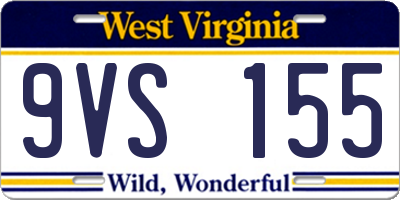 WV license plate 9VS155
