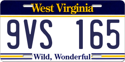 WV license plate 9VS165