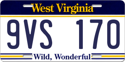 WV license plate 9VS170