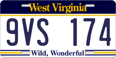 WV license plate 9VS174