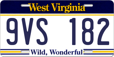 WV license plate 9VS182