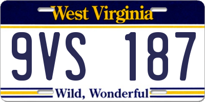 WV license plate 9VS187