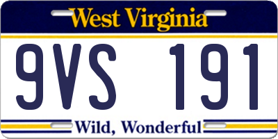 WV license plate 9VS191