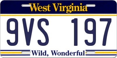 WV license plate 9VS197