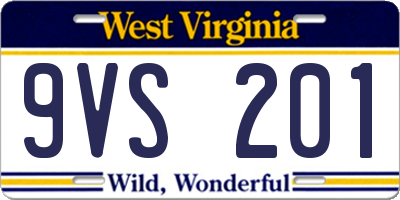 WV license plate 9VS201