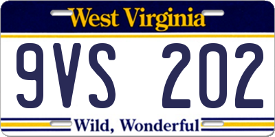 WV license plate 9VS202