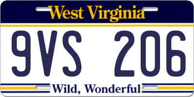WV license plate 9VS206