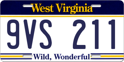 WV license plate 9VS211