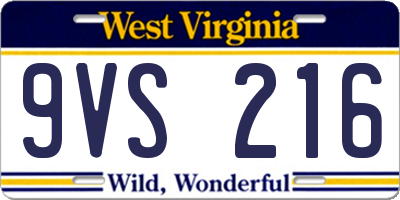 WV license plate 9VS216