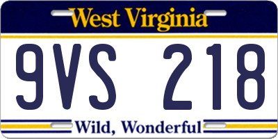 WV license plate 9VS218