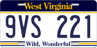 WV license plate 9VS221