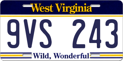 WV license plate 9VS243