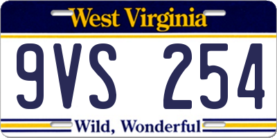 WV license plate 9VS254