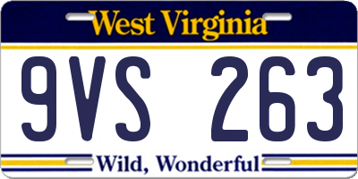 WV license plate 9VS263