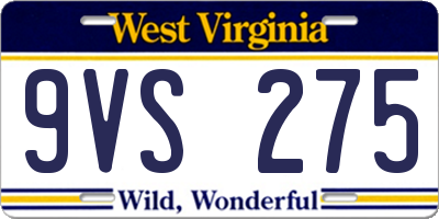 WV license plate 9VS275