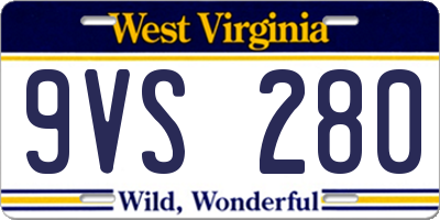 WV license plate 9VS280