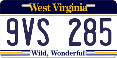 WV license plate 9VS285