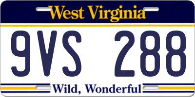 WV license plate 9VS288