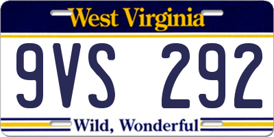 WV license plate 9VS292
