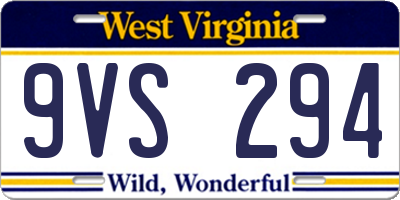 WV license plate 9VS294
