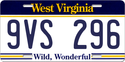 WV license plate 9VS296