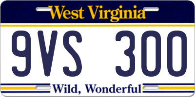 WV license plate 9VS300