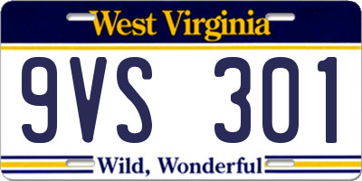 WV license plate 9VS301