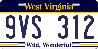 WV license plate 9VS312