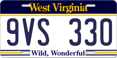 WV license plate 9VS330