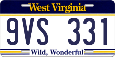 WV license plate 9VS331