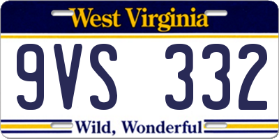 WV license plate 9VS332