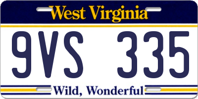 WV license plate 9VS335