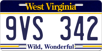 WV license plate 9VS342