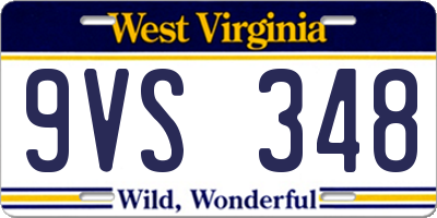 WV license plate 9VS348