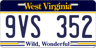 WV license plate 9VS352