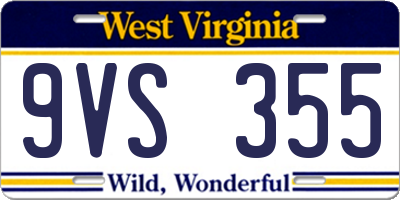 WV license plate 9VS355