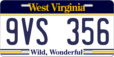WV license plate 9VS356