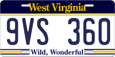 WV license plate 9VS360