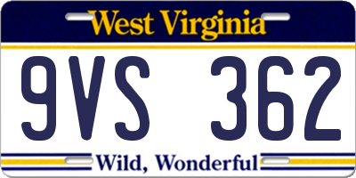 WV license plate 9VS362