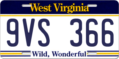 WV license plate 9VS366