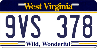 WV license plate 9VS378