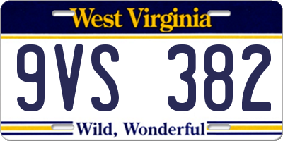WV license plate 9VS382
