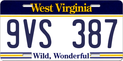 WV license plate 9VS387