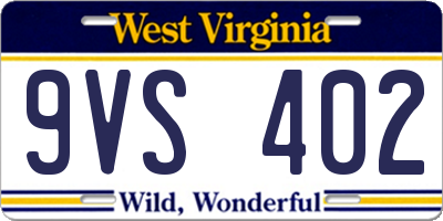WV license plate 9VS402