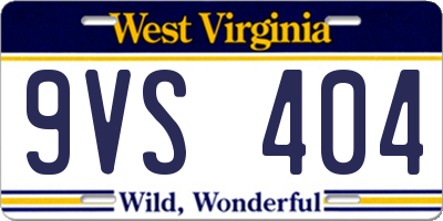 WV license plate 9VS404
