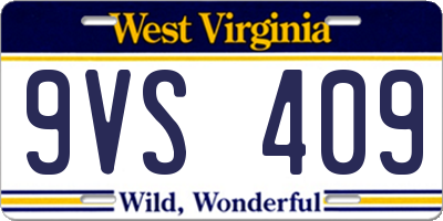 WV license plate 9VS409