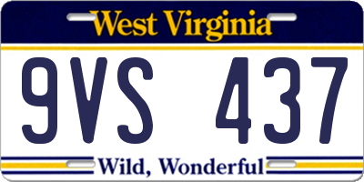 WV license plate 9VS437